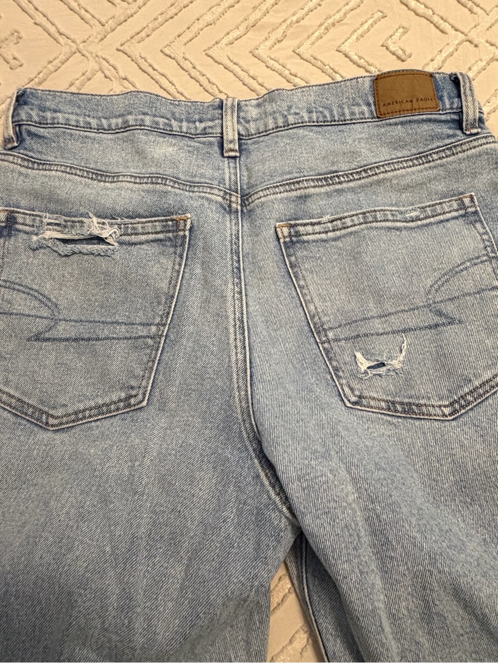 American Eagle Outfitters Light Blue Distressed Wide Leg Jeans - Picture 3 of 5
